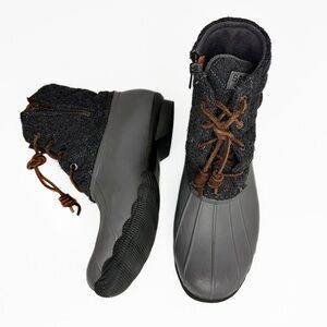 Sperry Black and Brown Women's Winter Rain Duck Boots